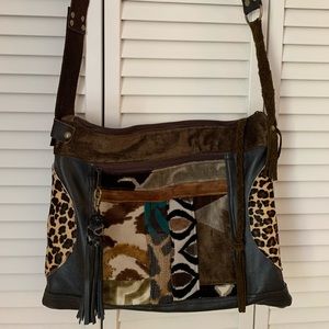 One of a Kind Handmade Leather/Fabric Purse